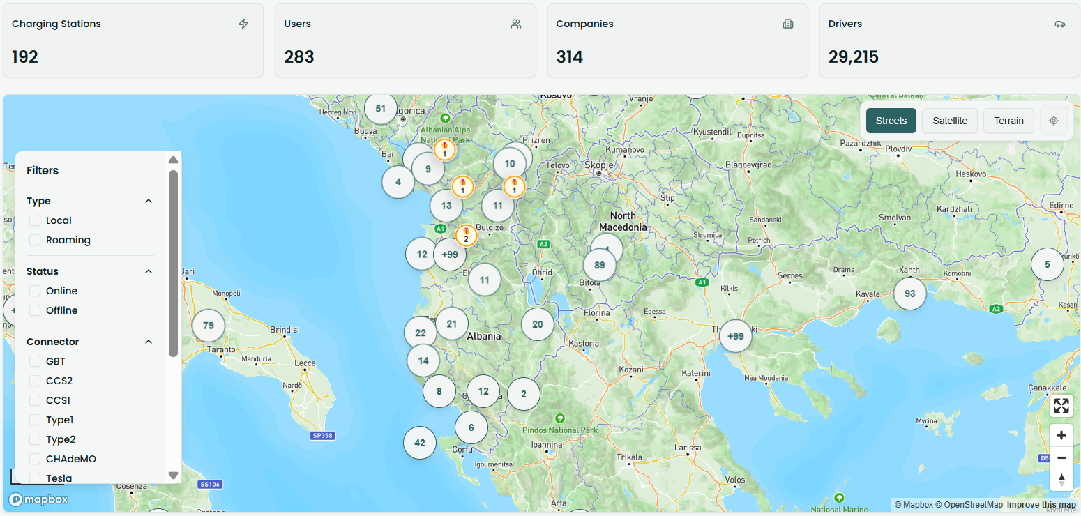 iCharge Panel overview map